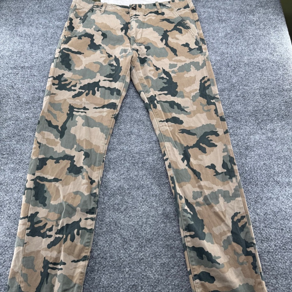 Levis Chino I Pant Men 31x29 Camo Print Cotton Straight Leg Trousers Brown Green